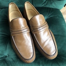 Grenson True Moccasin Bench Made Hand Stitched Mens Leather Shoes Uk 8.5 Brown