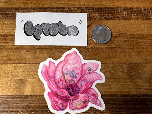 Lady pink flower sticker - lady,