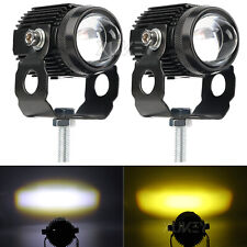 Pair Dual-Color Switch Motorcycle Spot Light 12V Driving Daytime Running Lights 