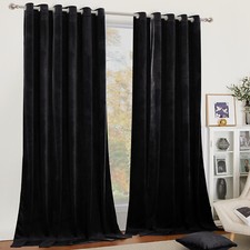 Thick Heavy Velvet Curtains PAIR of Eyelet Ring Top Fully Lined Ready Made Panel