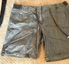 Women’s Denim-Look Casual Drawstring Shorts – Size 18 Maine New England