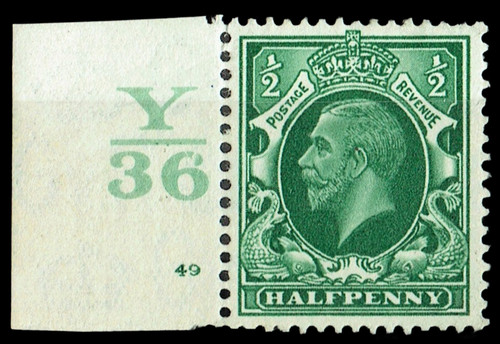 King george d green - gb, ½d