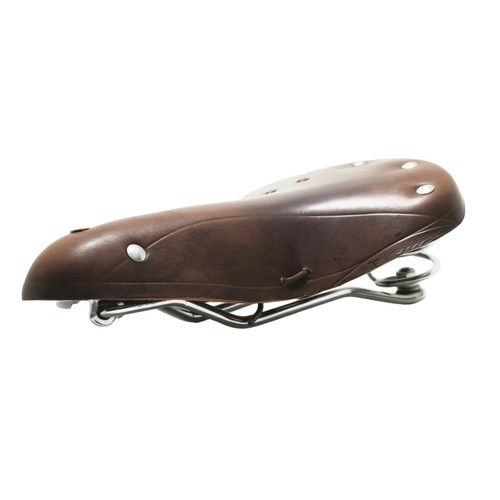 Leather bike seat with springs - leather,