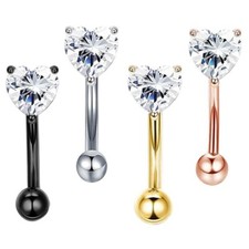 Double crystal navel bar - double,