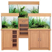 Aqua One Oak Style Aquarium & Cabinet Classic Design LED Heater Filter Fish Tank