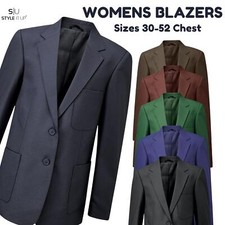 Womens 2 Button Blazer Formal Wedding Smart Smart Woven Ladies Twill Suit Jacket