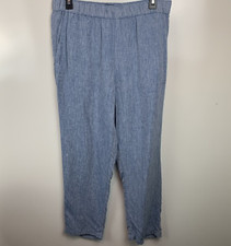 Rachel Rachel Roy Womans 100% Linen Pants Elastic Waist Straight Leg Pants Large