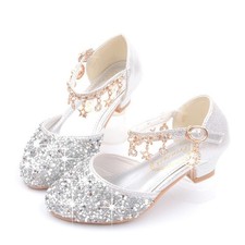 2025 Girls Kids Childrens Low Heel Party Wedding Mary Jane Sparkly Sandals Shoes