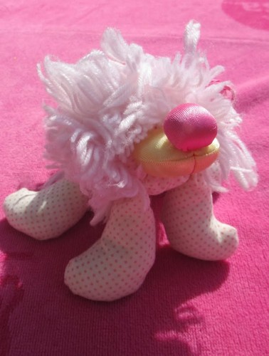 Pink wooly shaggy dog soft - , toy