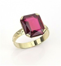 Gold ring ladies' ring gold ring synth. Ruby 15x12mm 333 gold size 67 21.5 oversize
