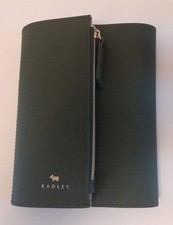 RADLEY Dark Green Organiser Cover For A6 Notebook & Pen Zipped Coin Purse 