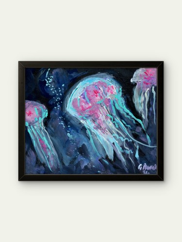 Original jellyfish painting - jellyfish,