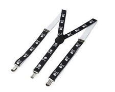 Black Pirate Skull Braces Suspenders Adjustable Unisex Party Fancy Dress