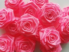 10x Ribbon Roses Buds Satin