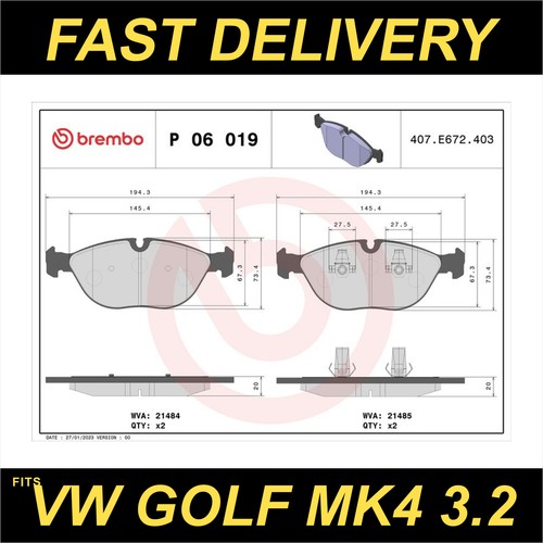 Brembo brake pads set fits - fits, vw