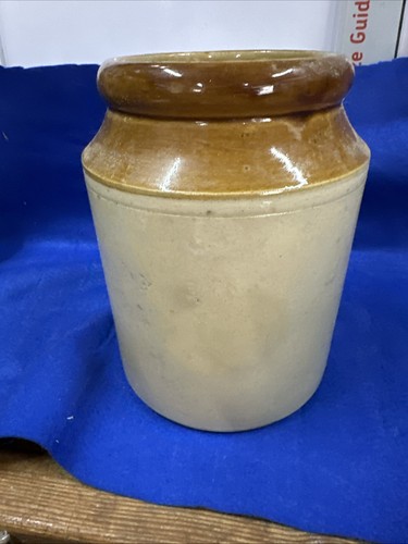 Vintage glazed stoneware jar - vintage,