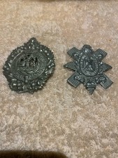 Scottish Highland Regiments Cap Badges X2 Argyle Sutherland-Black Watch WW2-WW1
