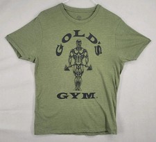 Golds Gym T Shirt Size L Green Short Sleeve Workout Bodybuilding Training 