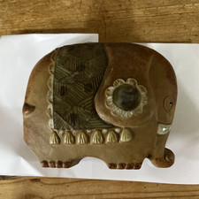 Vintage Clay Pottery Elephant Money Bank Box handcrafted folk art??