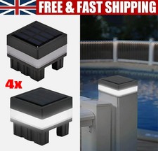 4PCS New Outdoor Solar Powered LED Deck Post Light Garden Cap Square Fence Lamp