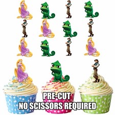 PRECUT Disney Princess Rapunzel 12 Edible Cupcake Toppers Birthday Decorations 