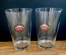 2 X Vintage Amstel Pint Glasses 100% Genuine Official Pub Bar Mancave