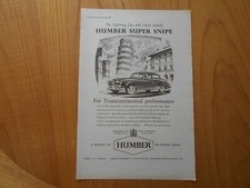 Vintage Humber Super Snipe Advert -- Original -- from 1953