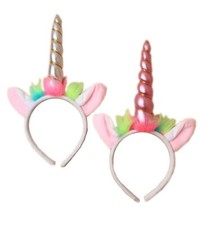 Kids White Unicorn Headbands With Pink & Silver Horns Children's Costume Alice