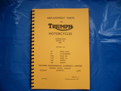 Triumph pre unit parts book - triumph, pre-unit