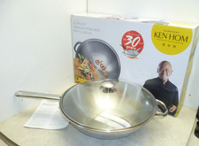 Ken Hom Stainless Steel 32cm Wok with Glass Lid - Brand New