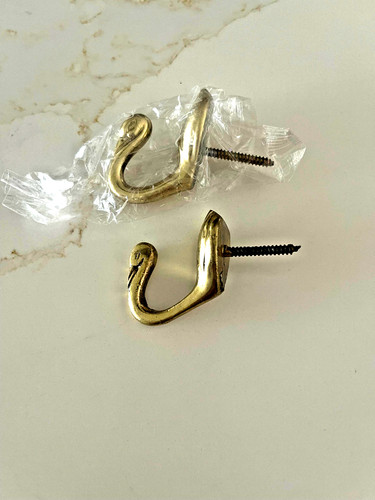 Pair brass swan hooks - pair,