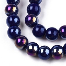 Round Glass Beads Opaque Electroplated AB Shiny 6mm Beads Approx 65 Per Strand