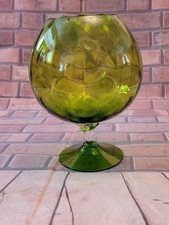 EXTRA LARGE VINTAGE JADE GREEN TEXTURED OVERSIZE BRANDY GLASS VASE