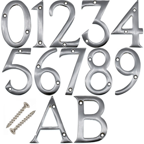 Polished chrome door numbers - chrome, &