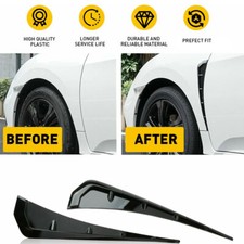 2Pcs Universal Glossy Black Car Exterior Side Fender Vent Air Wing Cover T