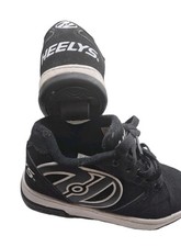 HEELYS X2 JUNIOR UK SIZE 2 BLACK SUEDE  LACE UP ROLLER SKATES TRAINERS