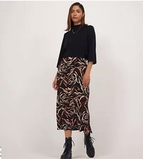 Kim & Co Printed Brazil Jersey Mid Length Skirt 2XL Brown Multi NEW QVC