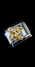 New Nomination Style Silver Charm Gold Crystal Bee fits 9mm modular bracelets 