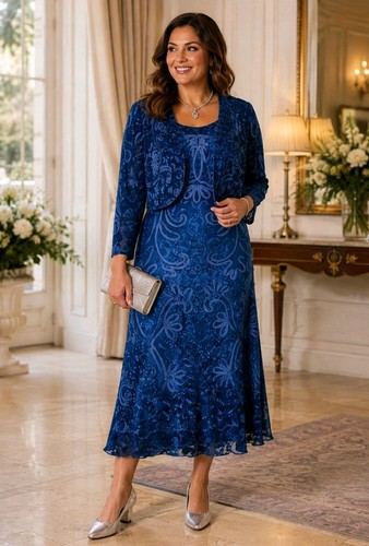 Navy tapework lace - navy, dress