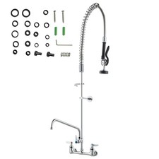 Commercial Wall Mount Kitchen Sink Faucet Pre-Rinse Sprayer 47" Height
