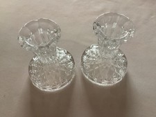 Galway Irish Crystal Ashford 4” Candlestick Pair New Boxed