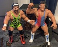 WCW Galoob 1990 RICK AND SCOTT STEINER BROTHERS Wrestling Action Figures Green