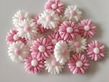 Cake Decoration Edible Sugar /Fondant Daisy Flowers (20 I per set) pink & white