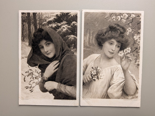 Old postcard artist - old,