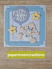 Handmade Stitched Baby Boy Card Topper