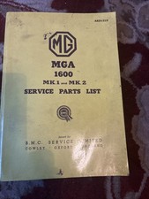 MGA 1600 Service Parts List