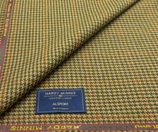 Green Houndstooth Wool Fabric
