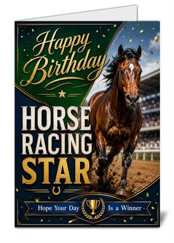 Horse racing birthday card - horse,