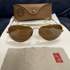RAY BAN B&L U.S.A 62-14MM VINTAGE AVIATOR DOUBLE BAR B-15 BROWN LENSE SUNGLASSES