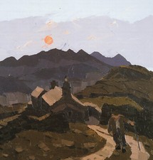 Penrhiwiau Hillside Cottage & Farmer Kyffin Williams print in 11 x 14 inch mount